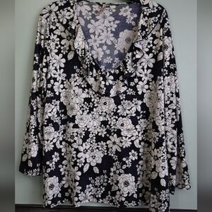 Floral Black and White Women's Top